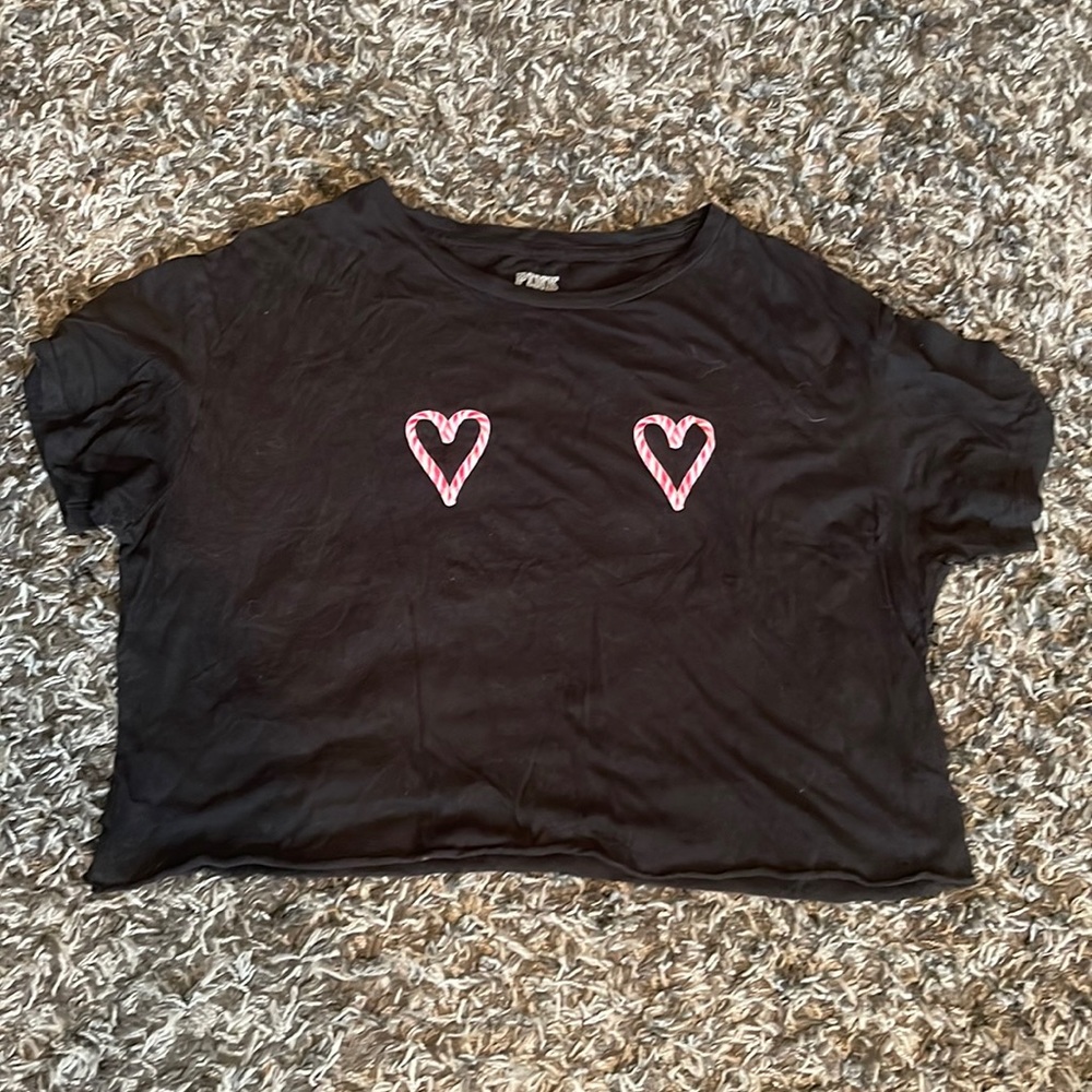 Victoria’s Secret Pink crop candy cane tee